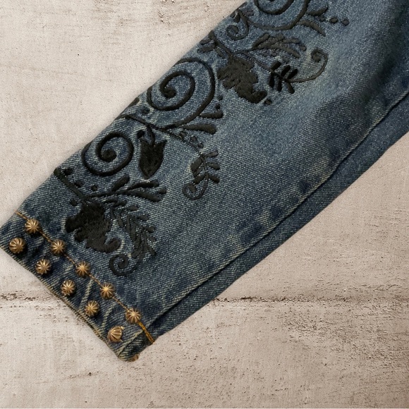 ** Gordon James Vintage Studded Embroidered Velvet Collar Jacket - Picture 9 of 12